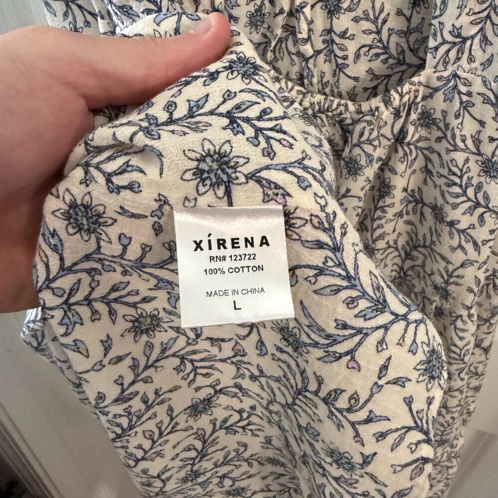 Xirena Floral Puff Sleeve Cotton Mini Dress – Size L - Picture 6 of 6